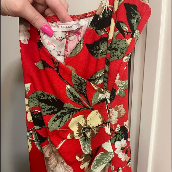 Orange Floral Flower Mini Dress - Picture 3 of 3